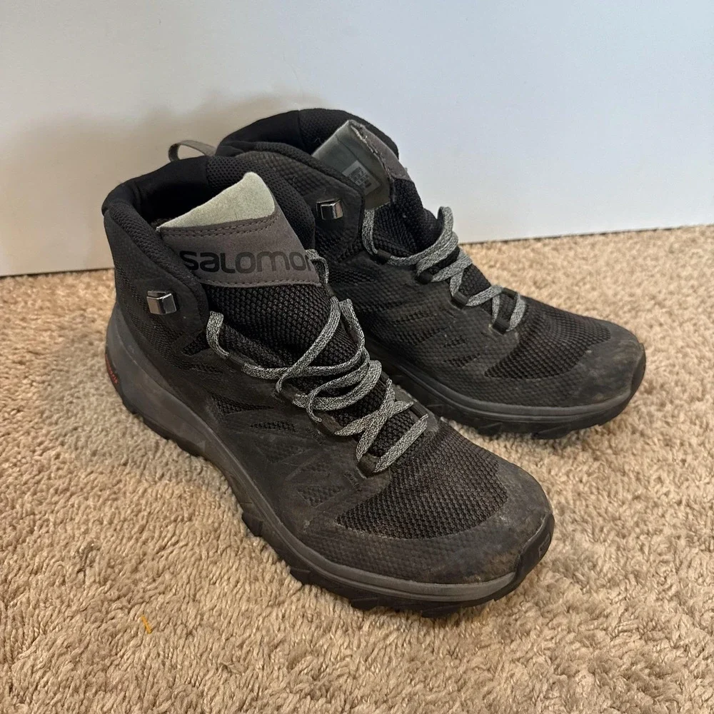 Salomon Boots Unisex Size 9 Black Ankle Hiking Trail Lace Up Combat Shoes - Picture 3 of 8